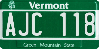 VT license plate AJC118