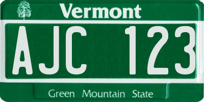 VT license plate AJC123
