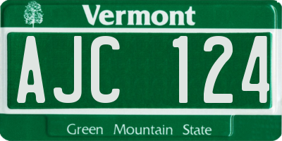 VT license plate AJC124