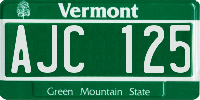 VT license plate AJC125