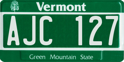 VT license plate AJC127