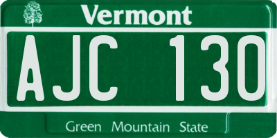 VT license plate AJC130