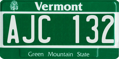 VT license plate AJC132