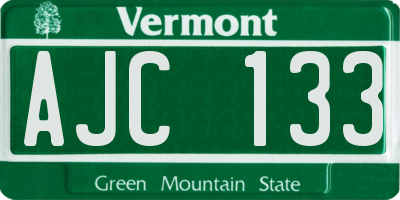 VT license plate AJC133