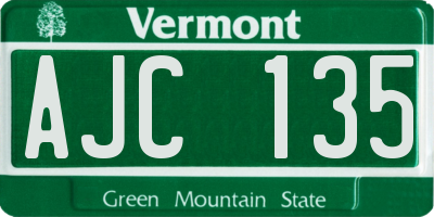 VT license plate AJC135
