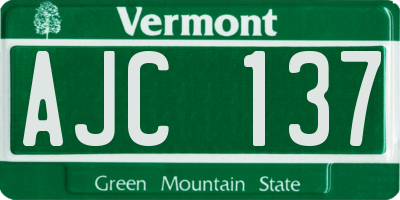 VT license plate AJC137