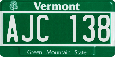 VT license plate AJC138