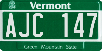 VT license plate AJC147