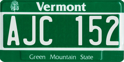 VT license plate AJC152