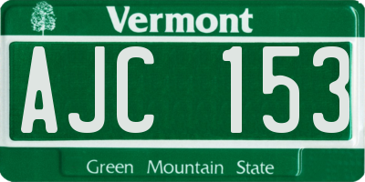VT license plate AJC153