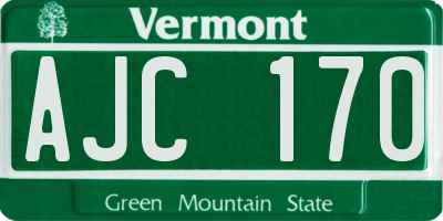 VT license plate AJC170