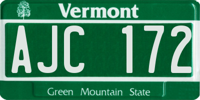 VT license plate AJC172