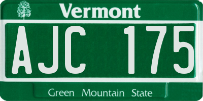 VT license plate AJC175
