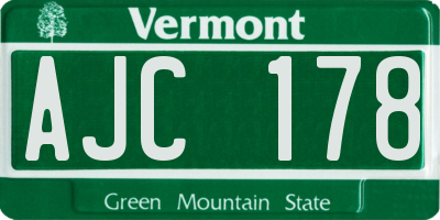 VT license plate AJC178