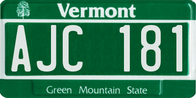 VT license plate AJC181