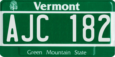 VT license plate AJC182