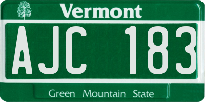 VT license plate AJC183