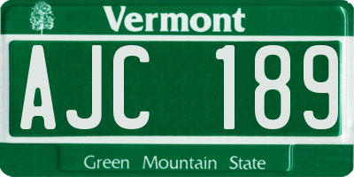 VT license plate AJC189