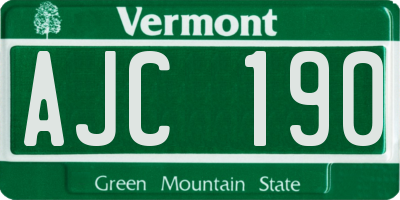 VT license plate AJC190