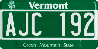 VT license plate AJC192
