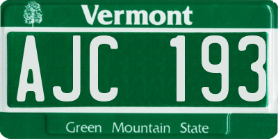 VT license plate AJC193
