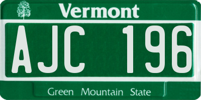 VT license plate AJC196