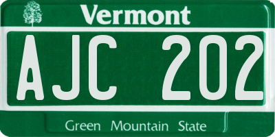 VT license plate AJC202