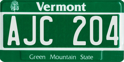 VT license plate AJC204