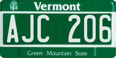 VT license plate AJC206