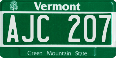 VT license plate AJC207
