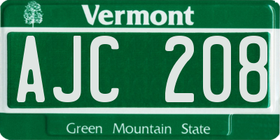 VT license plate AJC208