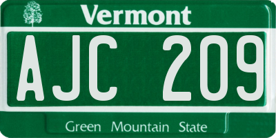 VT license plate AJC209