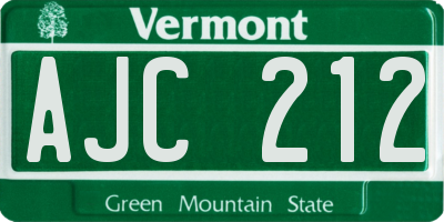 VT license plate AJC212