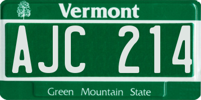 VT license plate AJC214