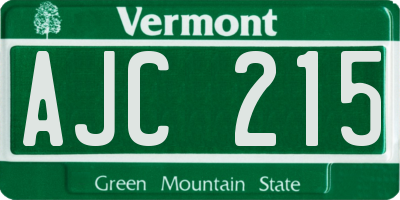 VT license plate AJC215