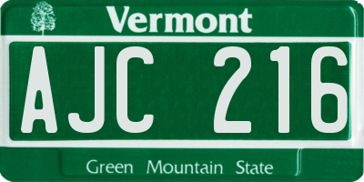 VT license plate AJC216