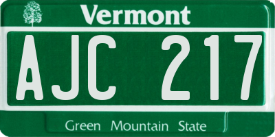 VT license plate AJC217