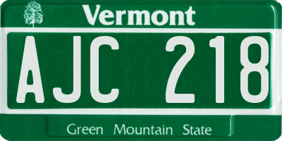 VT license plate AJC218