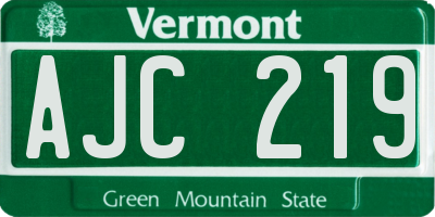 VT license plate AJC219