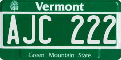 VT license plate AJC222