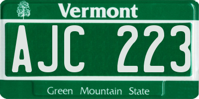 VT license plate AJC223