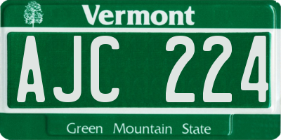 VT license plate AJC224