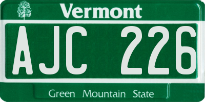 VT license plate AJC226