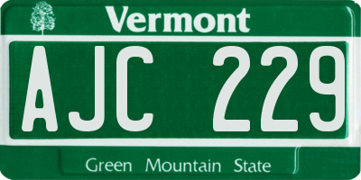 VT license plate AJC229