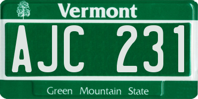 VT license plate AJC231