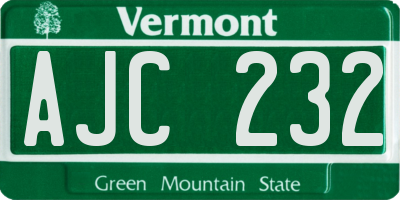 VT license plate AJC232