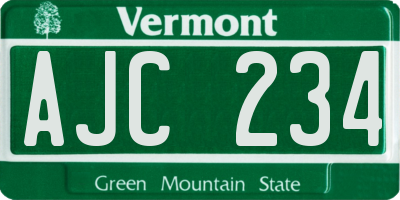 VT license plate AJC234