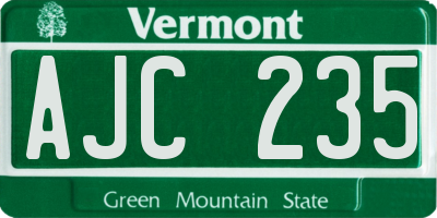 VT license plate AJC235
