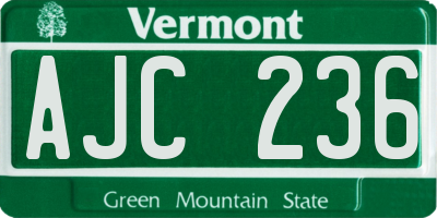 VT license plate AJC236