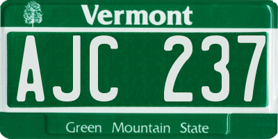 VT license plate AJC237